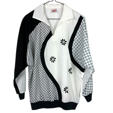 Vintage 80s GW Graff Black White 3/4 Art To Wear Funky Goldbergs Shirt Large