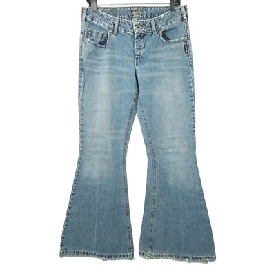 Silver Jeans Wide Flare READ Low Rise Size 31 x 33 Long Y2K Retro Med Wash  Denim