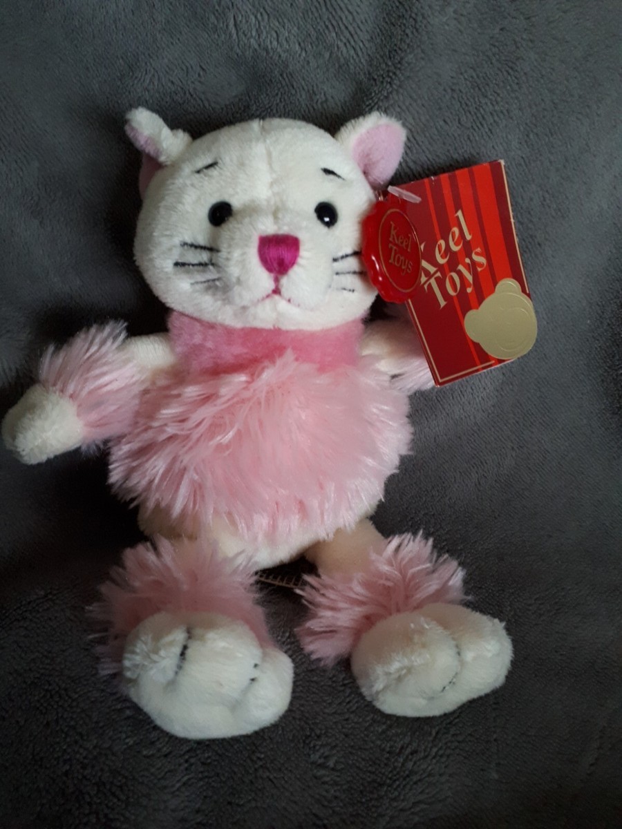 Keel Toys CREAM KITTEN CAT PINK FLUFFY BODY Soft Toy Plush