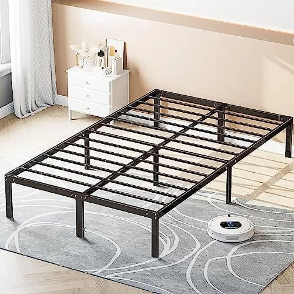 14 Inch Metal Platform Bed Frame Full King Queen Size Sturdy Steel Slat Support - Image 2 of 4