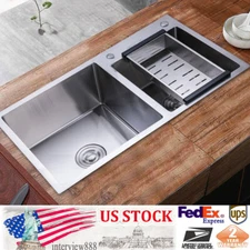 Stainless Steel Double Bowl Composite Drop-in Kitchen Sink 2 Bowl Best 30" USA
