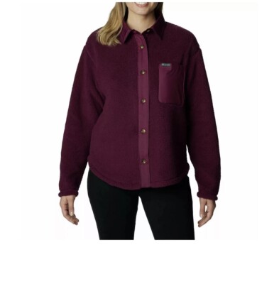 Columbia Women s West Bend Sherpa Burgundy Shirt Jacket Shacket Sz XXL NEW