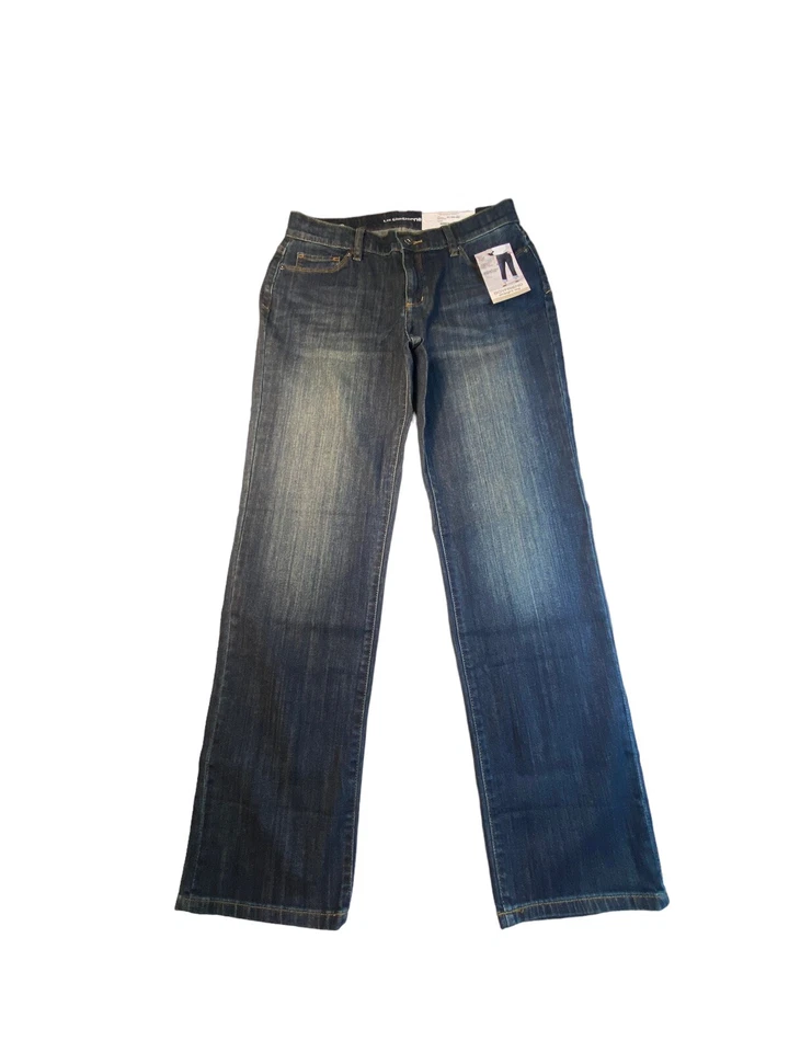 Pantalones de mezclilla para mujer Liz Claiborne talla 4 Boyfriend rectos lavados oscuros nuevos con etiquetas Foto 2 de 4