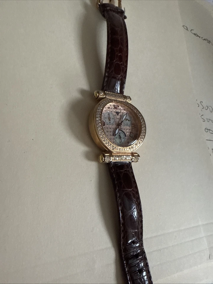 Aqua Master Women's Gold Dial Stainless Steel Diamond Bezel Watch - Image 3 of 4