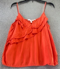 LOGG By H&M Women's Orange Sleeveless Tank Top Ruffles Size 12
