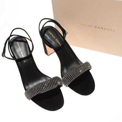Loeffler Randall NWB Shay Crystal Embellished Block Heel Sandals Size 9 in Black