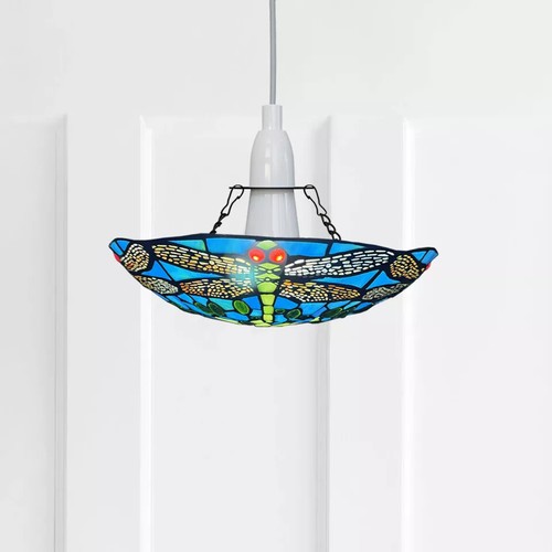 Vintage Tiffany Style Easy Fit Stained Glass Ceiling Pendant Shade UK - Picture 19 of 34