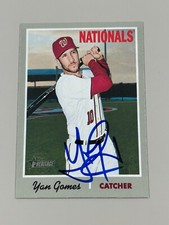 Yan Gomes Signed 2019 Topps Heritage Card #184 COA Nationals Indians Cubs As
