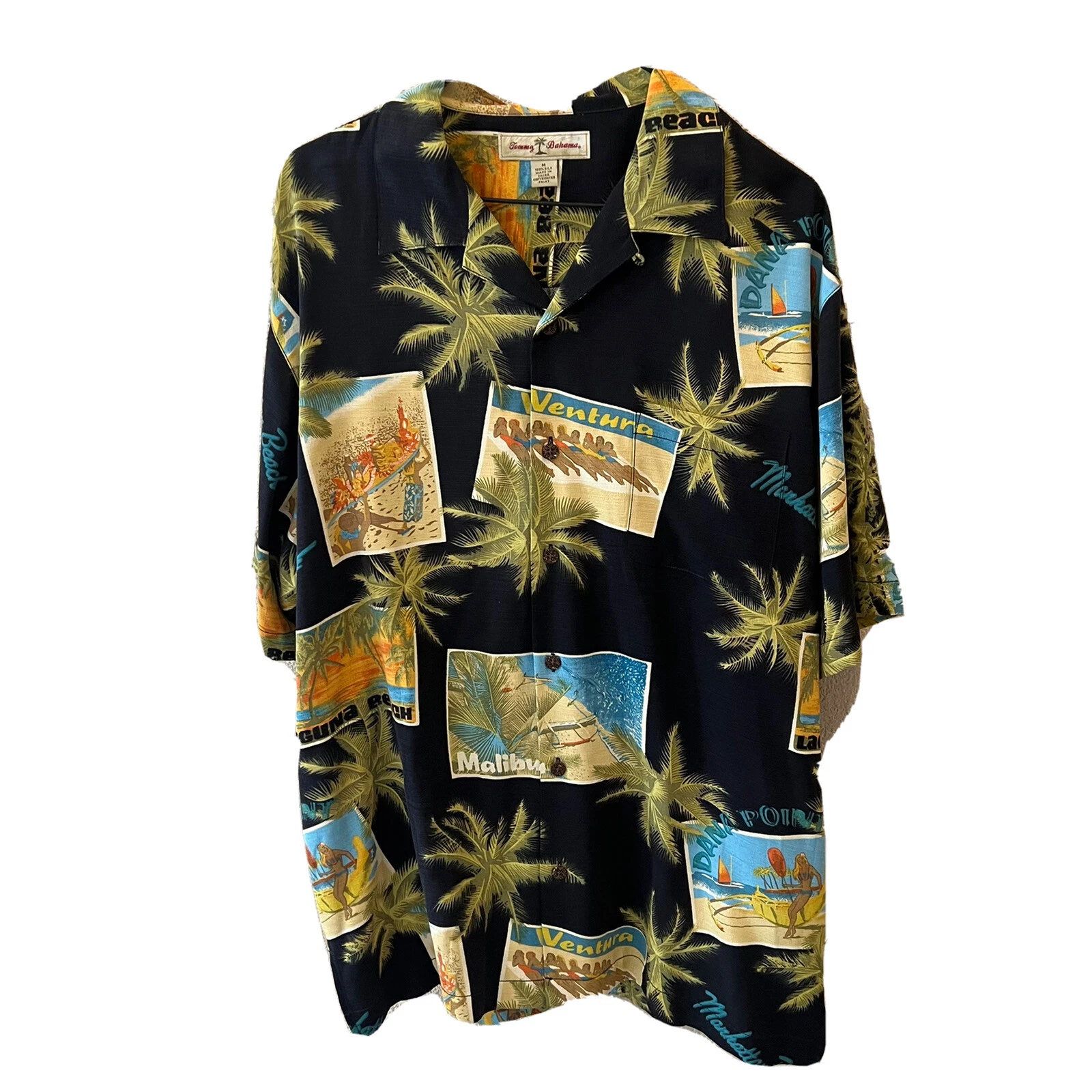 Tommy Bahama California Beach Surf Hawaiian Shirt 100% Silk Men’s Size Medium