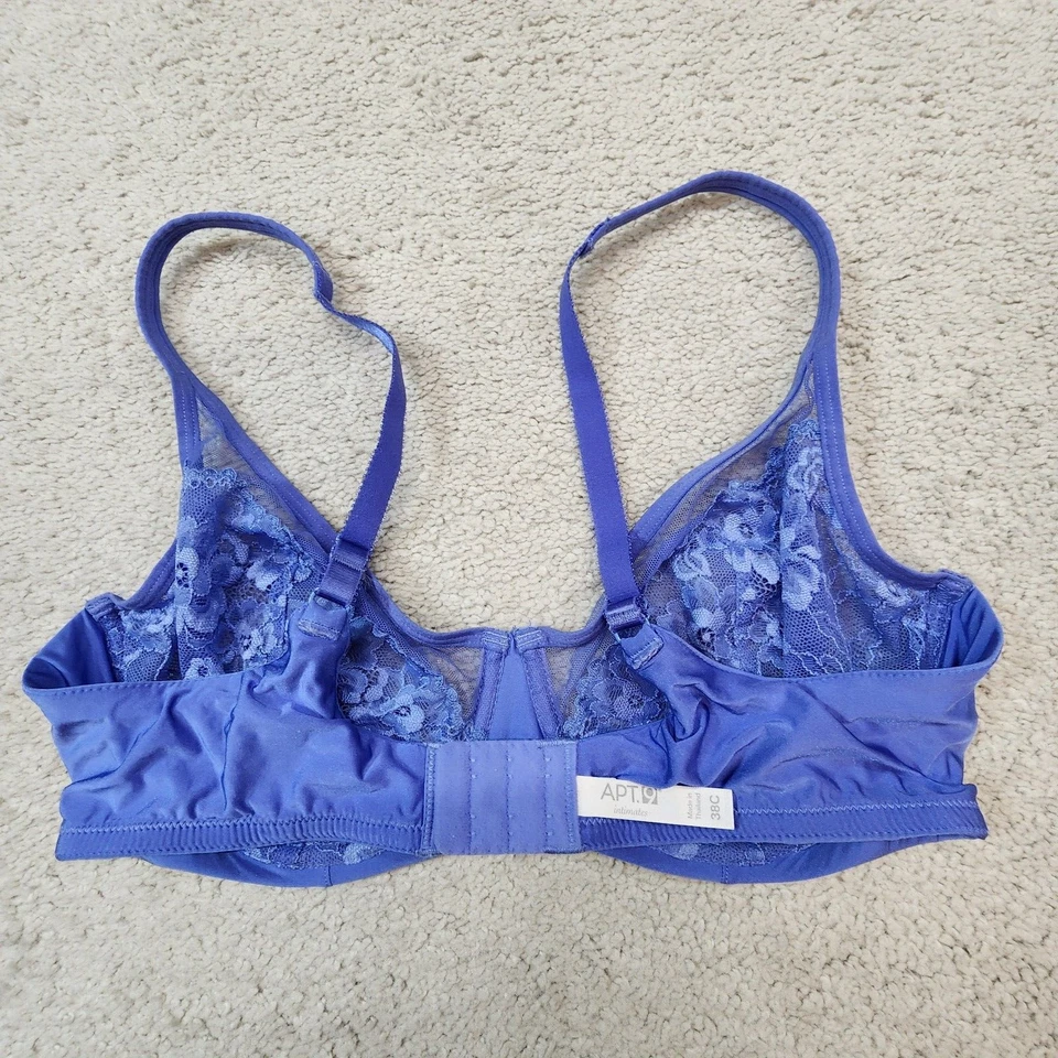 Apt. Sujetador 9 SIN FORRO Figura Completa Encaje Tul UW Azul Talla 38C Foto 4 de 4