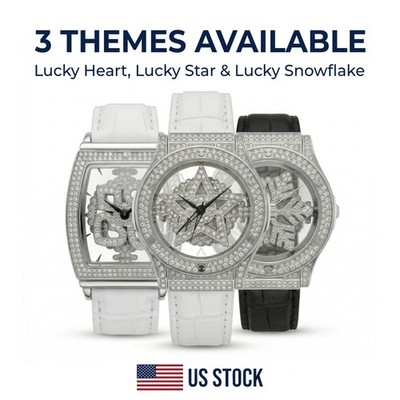 [US STOCK] LA Cute Spinning Skeleton Watch Iced Out Rotating Face 3 Styles