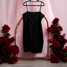 Express Body Contour Faux Leather Midi Dress Extra Large Spaghetti Strap Black