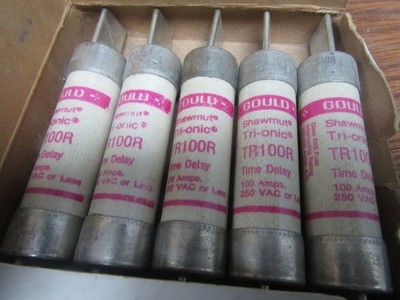  5) NEW GOULD SHAWMUT TR100R 100 AMP 250 V FUSES CLASS RK5 TIME DELAY BOX OF 5