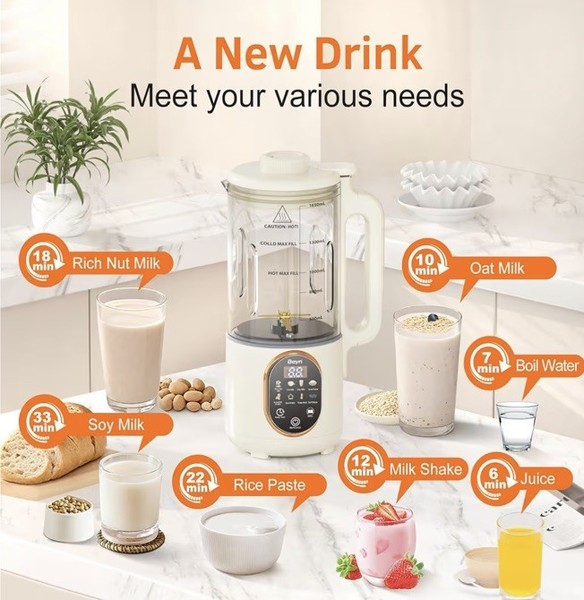 Máquina de leche de nueces 60 oz 10 en 1 almendra soja avena coco exprimidor licuadora y autolimpiante 