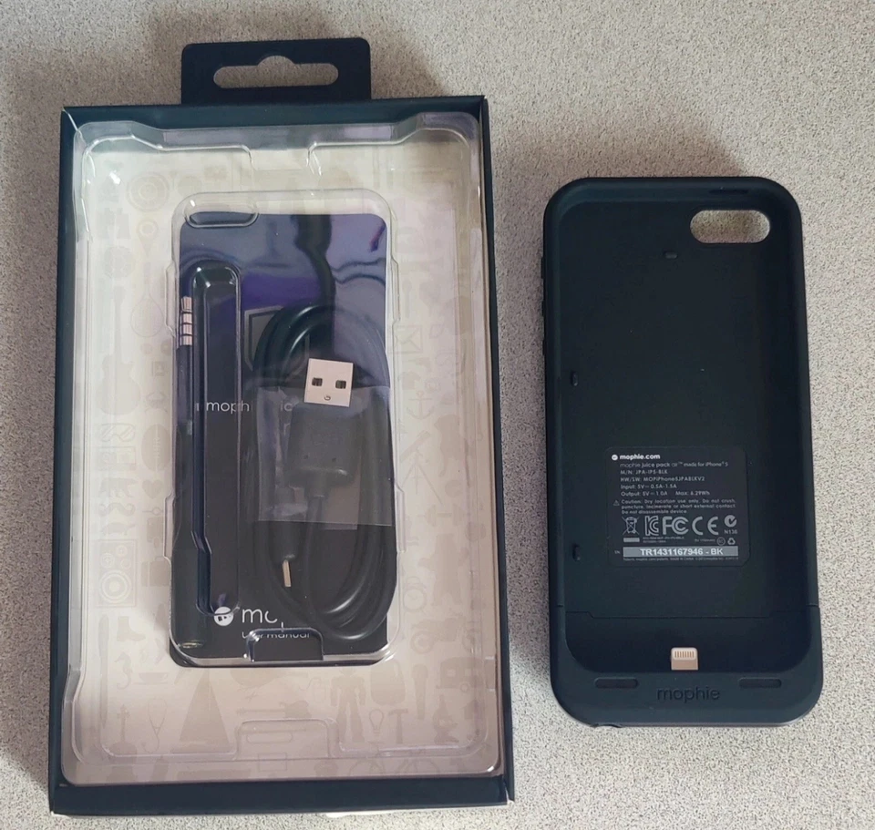Genuine Mophie Juice Pack Air Battery Case JPA-IP5-BLK for iPhone 5, 5s - Black