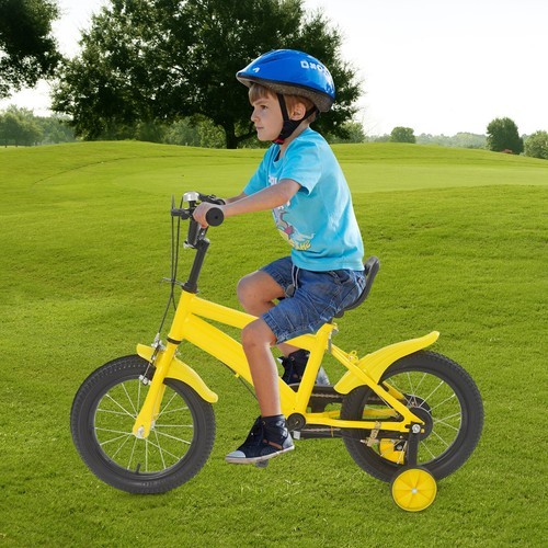 14'' Kids Bicycle with Adjustable Seat, Training Wheels & Durable Build
