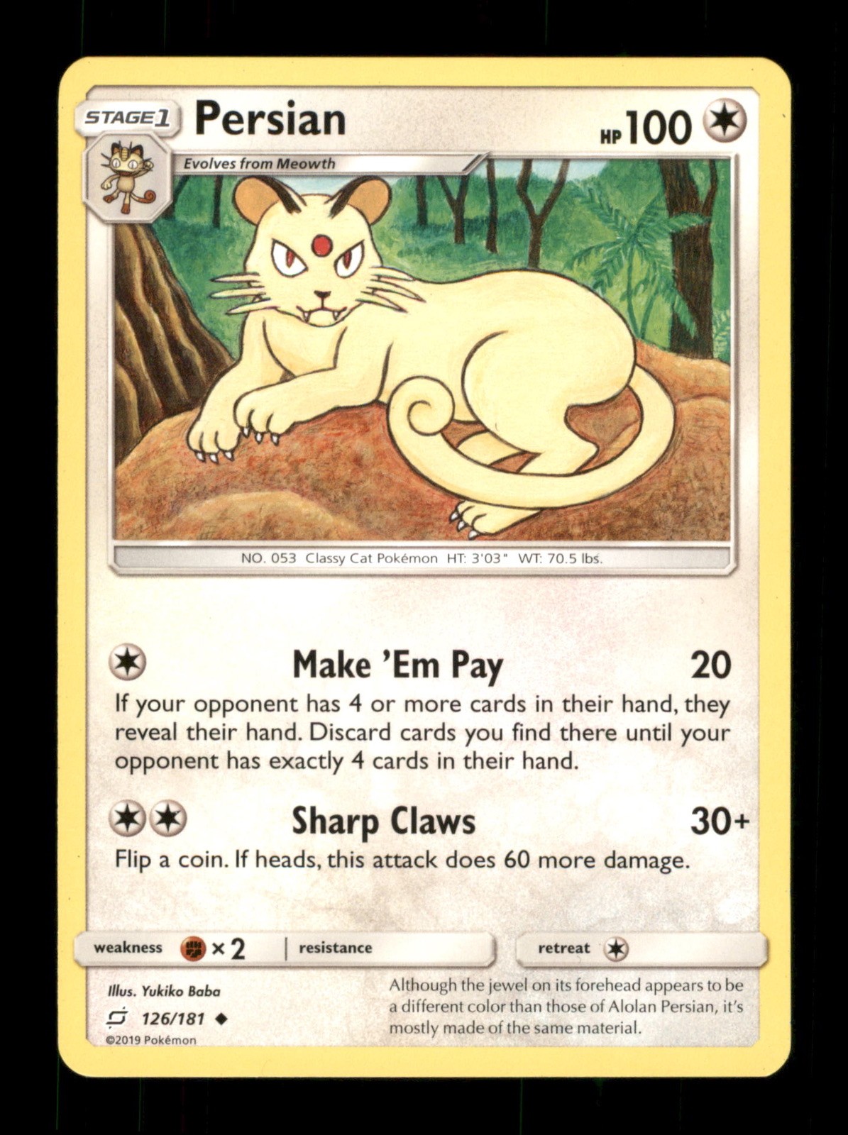 Persian 126/181 Non-Holo Nintendo  Pokemon Trading Card TCG 