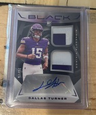 Dallas Turner 2024 Panini Black Rookie Dual Patch Auto /75 Vikings RC RPA
