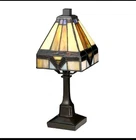 Table Lamp Tiffany Coloured Glass Brown Cream Vintage Bronze  25W