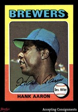 1975 Topps Mini #660 Hank Aaron BREWERS HOF EX - EX/MT