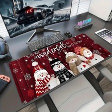 40 90cm1pc Large Rectangular Christmas Desk Mat with Snowman Reindeer Design -