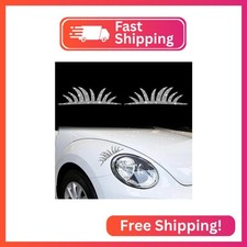 Tomall 2pcs Car Headlight Bling Eyelashes Stickers Diamond Cute Auto Eyelid Deco