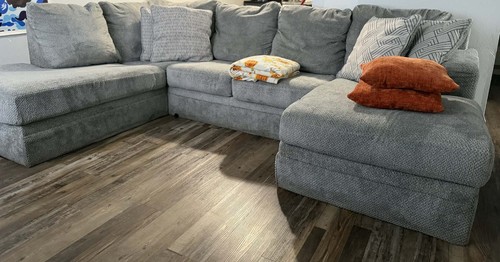 Dorel Living DA7567SEC-A Kaci Grey Fabric Wood Sectional Sofa