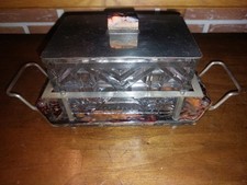 Boite à biscuit ancienne en verre, métal et bakélite.