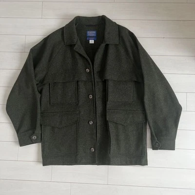 Veste Décontractée En Laine Vierge PENDLETON Taille S Vert Olive Longueur 80cm - Photo 1/4