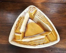 VTG MCM Marietta Modern Pottery Amber Drip Glaze Ceramic Ashtray Triangle