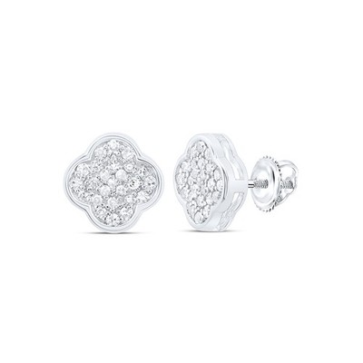 Ohrstecker 0,15 kt natürlicher Diamant Kleeblatt 10 kt Weißgold