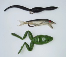 3 Vintage Snag Proof Big Bass Fishing Lures W...
