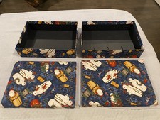 2 Ultimate Christmas Storage Fabric Covered Ornament Figurine Box 16  X 11  X 4  