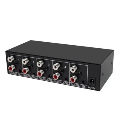 1 In 4 Out 3.5mm + RL Audio Distributor Stereo Audio Splitter For PC Laptop DVD,