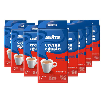 Lavazza Medium Roast Crema E Gusto Ground Coffee 8.80 Oz (Pack of 8)
