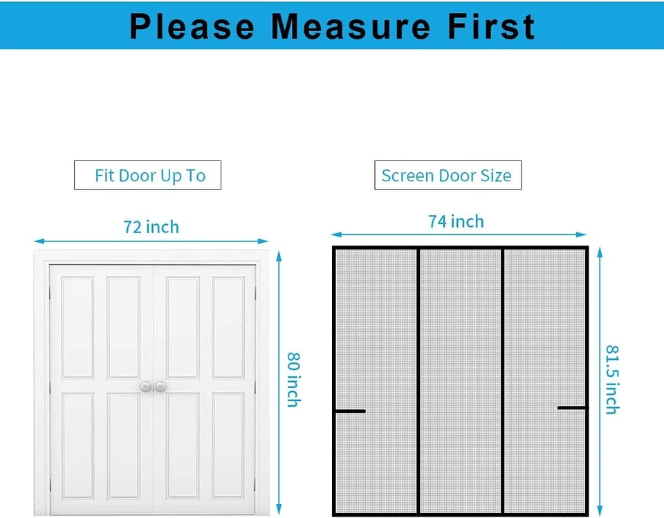 Магнитный экран двери для французской двери (72"Wx80"L) стекла раздвижной экран двери - Изображение 2 из 4