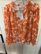 New Women’s Lined Sugarlips Tangelo Raj Ruffle Top-Size Medium