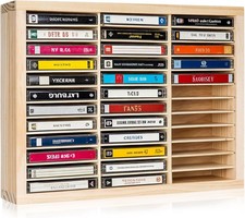 Cassette Tape Storage Rack 36-Slot Wood Cassette Tape Holder Wall