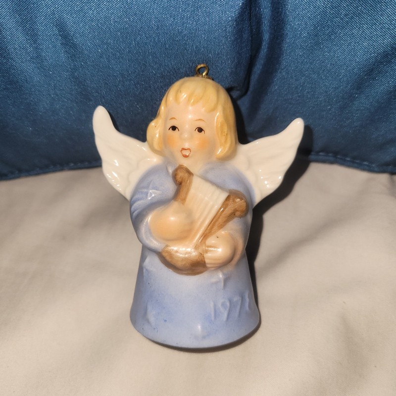 Goebel 1978 Annual Christmas Ornament Angel w/ Harp W Germany Box Blue NOS