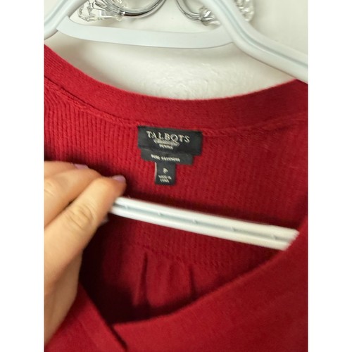 Talbots Sweater Women's Small Red V-neck Cashmere Petite Classic Relaxed - Picture 3 of 6