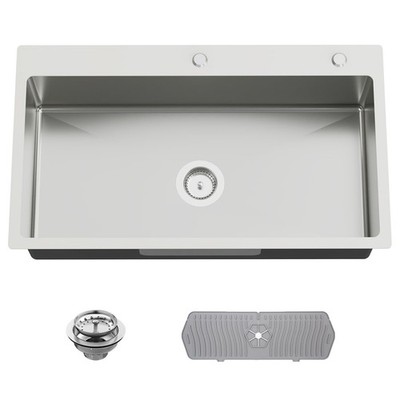 Kitchen Sink Drop In 33x19 Inch Single Bowl Stainless Steel Topmount Modern Come