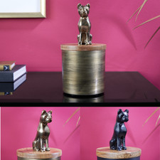 Deko-Dose PANTHER - 20cm - FARBWAHL natur - Mangoholz Metall - Figur - Raubkatze