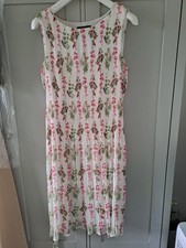 Ladies Laura Ashley  Pleated Summer Dress, Size 12 White Floral.