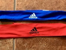 Adidas Alphaskin Tie Headband Lot Of 2 Blue Red Black White Logo Tennis Sport