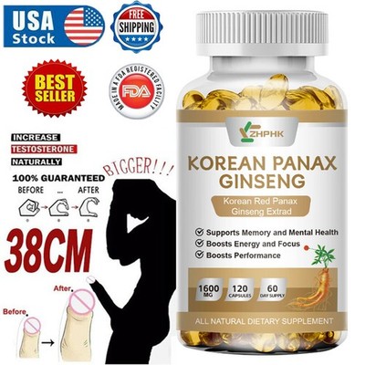 Korean Red Panax Ginseng - 120 Capsules - Extra Strength 1600mg Highest Potency