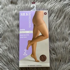 Silk Impressions Ultra Fine Sheer Tights Womens Size Small Cocoa High Waisted