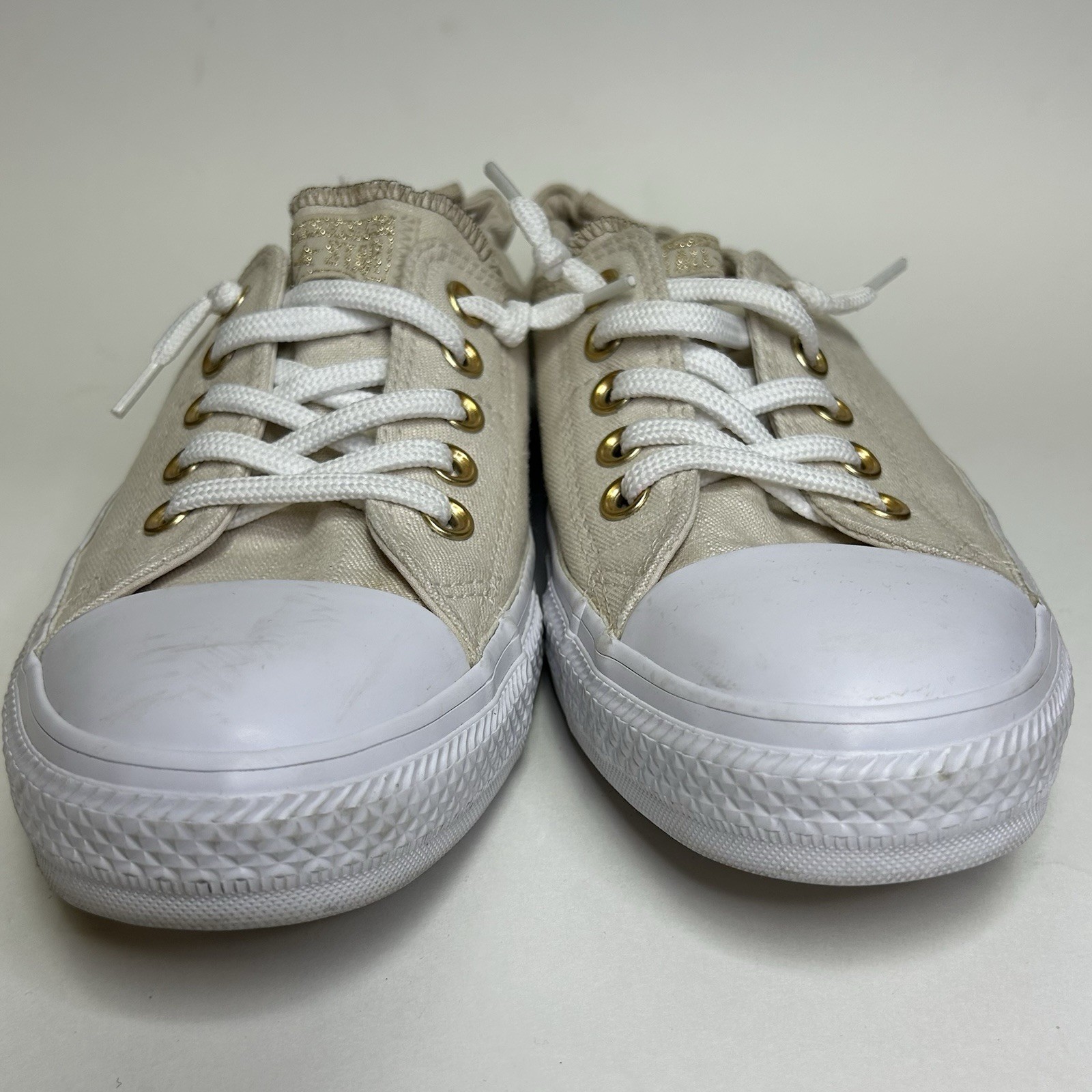 Converse Shoreline Chuck Taylor Beige Tan Gold Eyelets Women’s Size 11 thumbnail 9