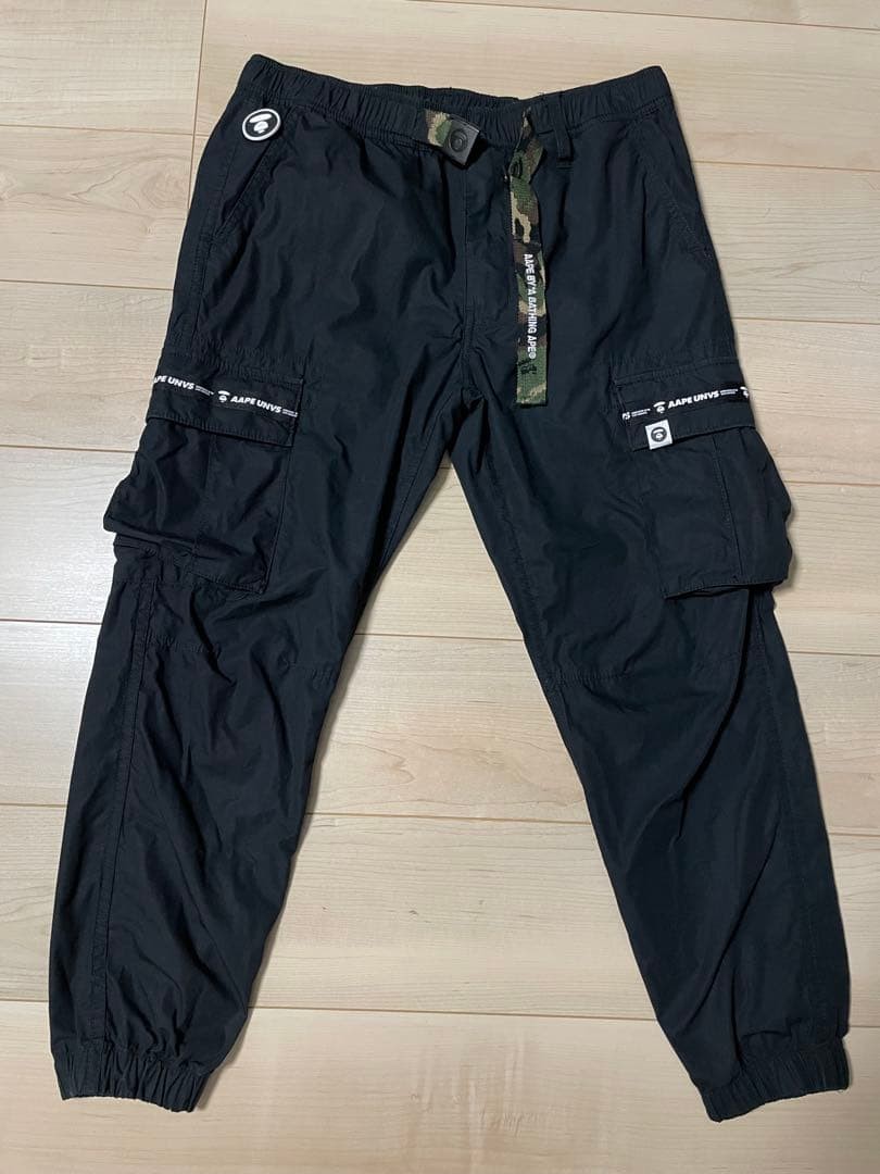 Aape A BATHING APE Cotton Cargo Pants Black S Camouflage Belt BA0226235