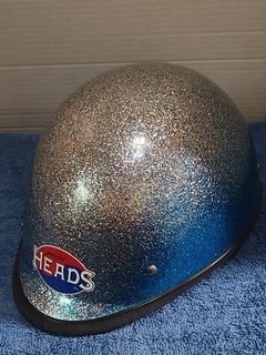 Rare 90s Grateful Heads Kayak Helmet Whitewater Rafting Metal Flake Silver Blue.