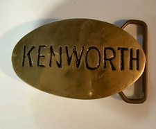 NOS - Vintage KENWORTH TRUCK Solid Brass Belt Buckle 1970'S - RARE TRACTOR SEMI